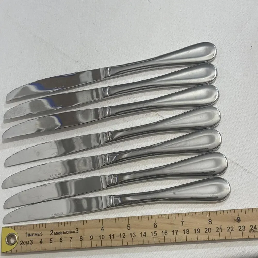 7 Oneida Flight Reliance Stainless Steel‎ Flatware Knives Soar Glossy Preowned